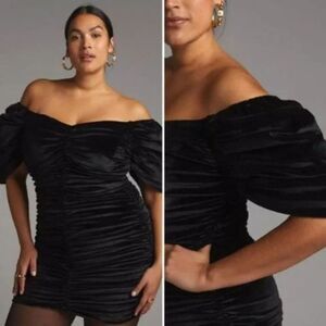 NWT Anthropologie x Hutch Velvet Ruched Mini Dress | 18W